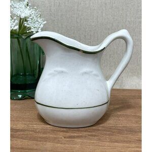 Vintage 1950 China Creamer Pitcher Restaurant Ware 4 X 3 Inch W Green Bands